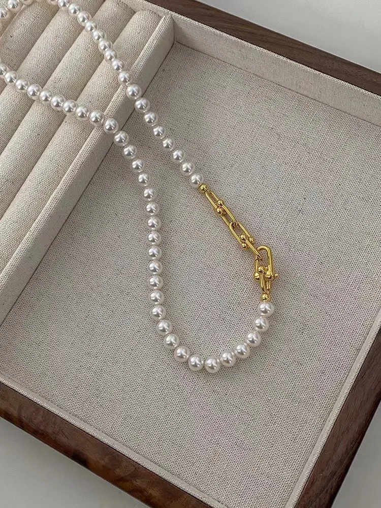 

7-8mm Natural Freshwater Pearl Necklace, Near Round Slight Blemishes 14K Gold Filled Clasp, Elegant Pearl Jewelry Gift for Women