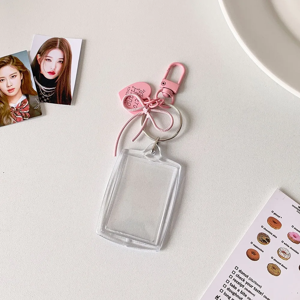 

Acrylic Card Cover Mini Photocard Holder Hanging Decoration Korean Style ID Photo Photocard Frame Peach Heart Pendant Picture