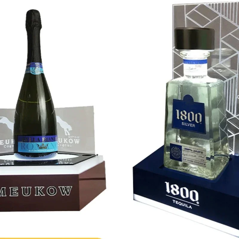 

Bar wine set luminous acrylic display rack Baijiu champagne bar wine rack stainless steel table holder rack