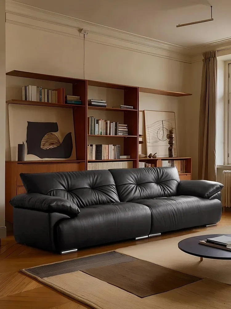 Mu Mo furniture floating cloud sofa lazy wind elephant ears minimalist French retro living room straight row sofa three people