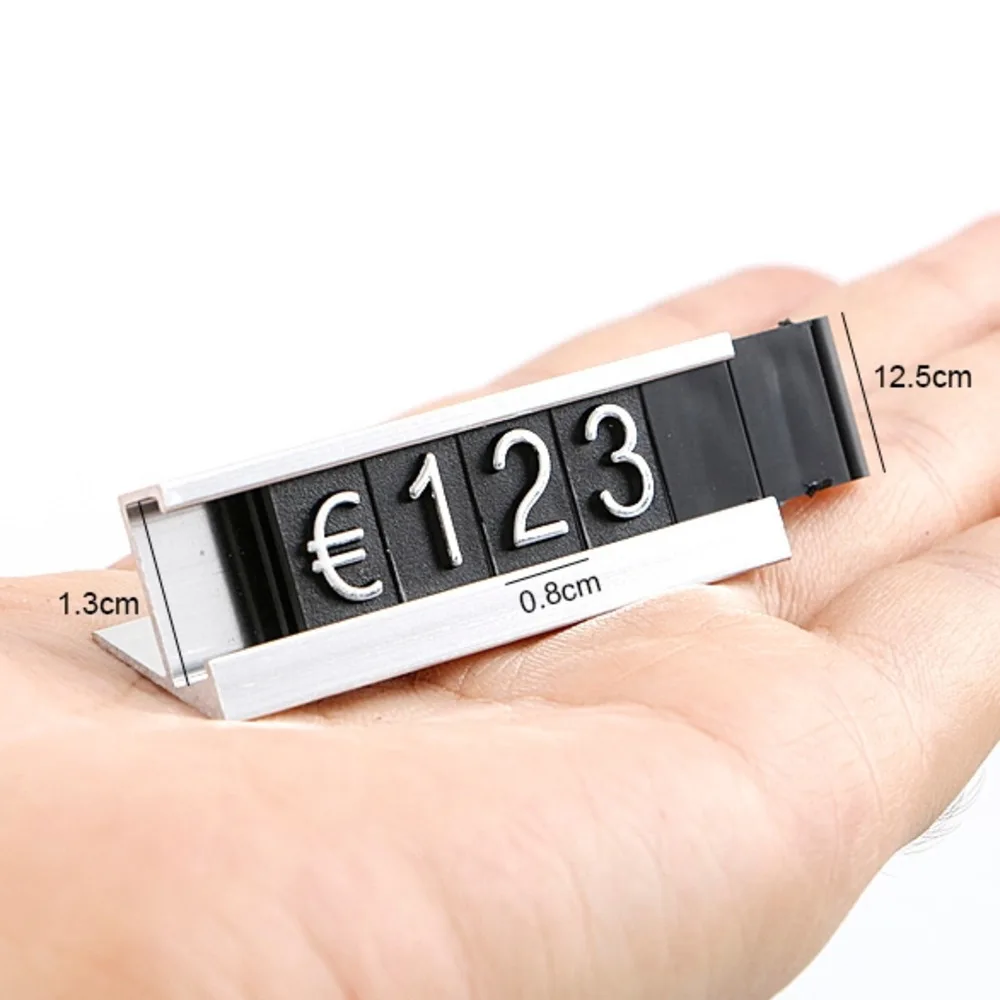 الألومنيوم الإطار مجوهرات الأرقام التسعير مكعب تسجيل قابل للتعديل عدد السعر عرض العداد حامل علامة التسمية مجموعة لمتجر البيع بالتجزئة