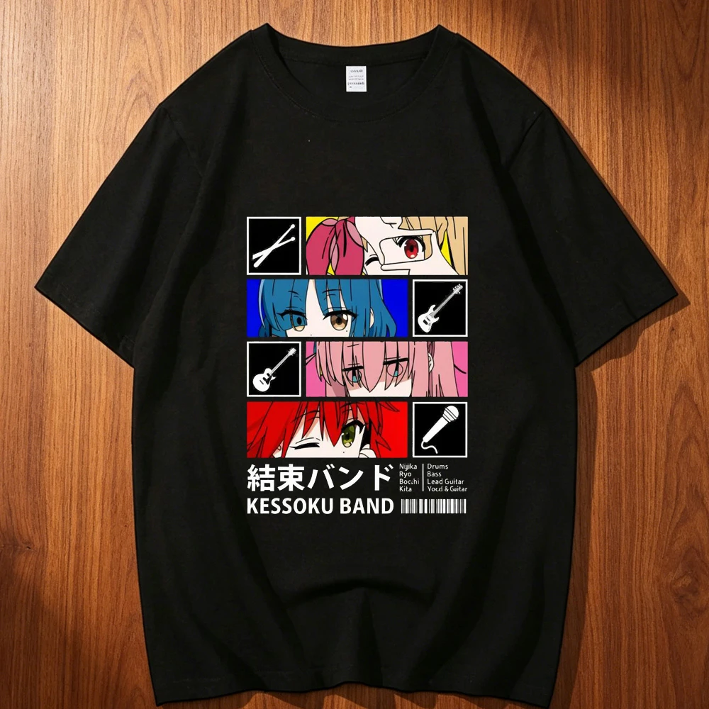 Bocchi the Rock cotton t-shirt men Psychedelic Vintage korean clothes Trendy t-shirt Breathable Gothic graphic streetwear