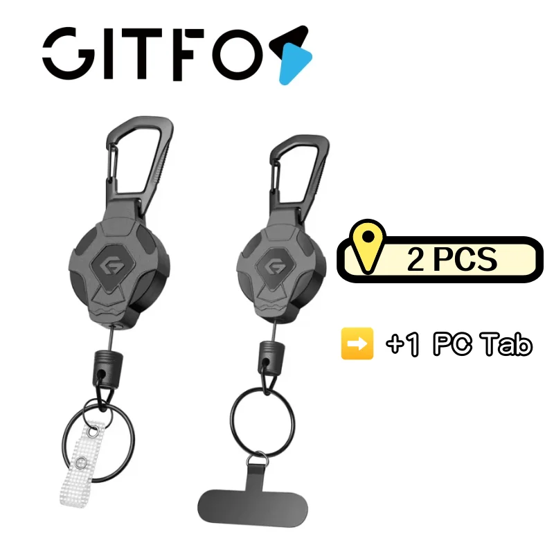 GITFOS 2 pcs Heavy-Duty Retractable ID Roll Keychain with Tactical ID Roll and Retractable Cord