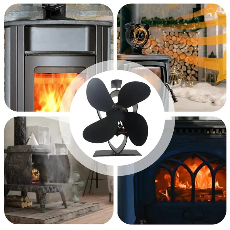 Heat Powered Fan Non Electric Heat Thermal Fan Fireplace Burning Stove Fan Warm Air Circulating Blower Quiet Thermal Fan