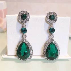 Green Color Heart Leaf Flower Drop Earrings for Women Petals Round Butterfly Metal Brincos Wedding Party Jewelry Girlfriend Gift