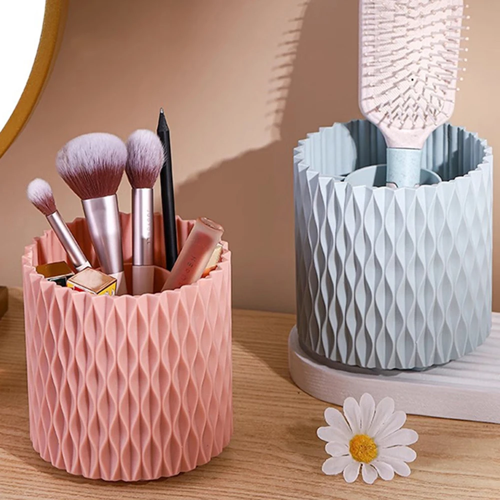 Seau pour pinceaux de maquillage, Rotation à 360 degrés, grande capacité, rouge à lèvres, crayon à sourcils, ombre à paupières, cartouche de rangement pour pinceaux portables