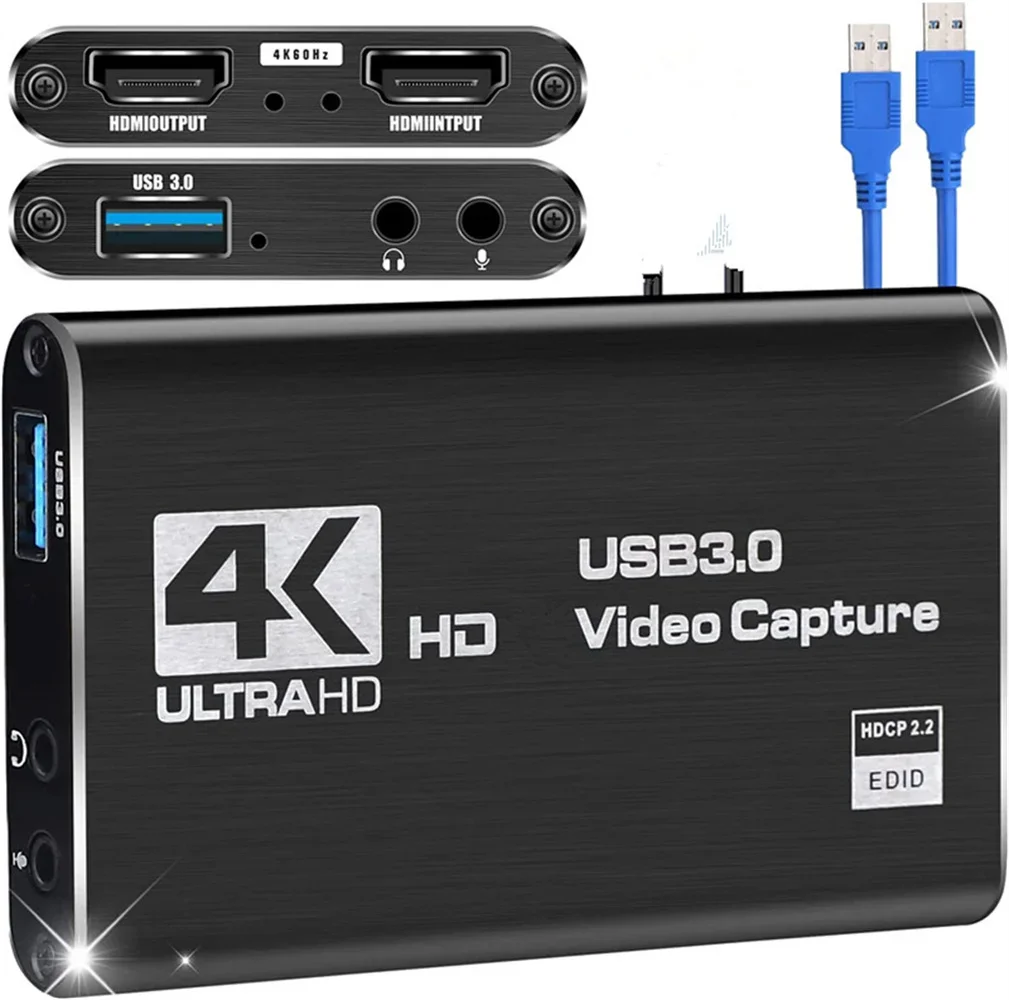 

4K USB 3.0 Video Capture Card HDMI-compatible 1080P 60fps HD Video Recorder Grabber For OBS Capturing Game Card Live