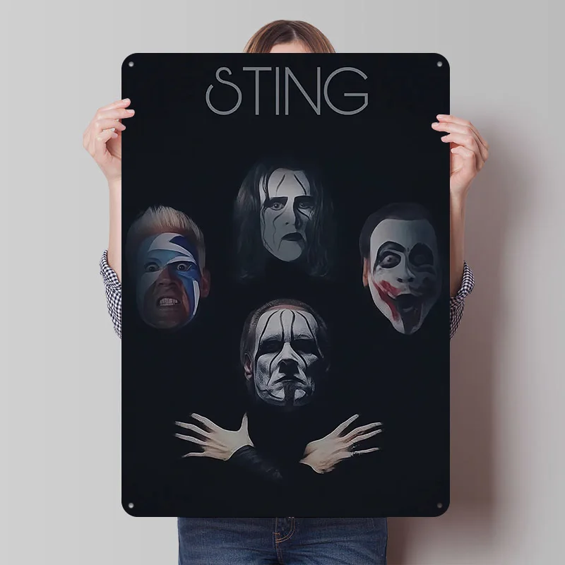 Póster Impreso con Collage de Caras de Personajes de Lucha Libre, Arte de Pared Retro Personalizado, Letreros Metálicos Vintage para el Hogar, Placa Personalizada