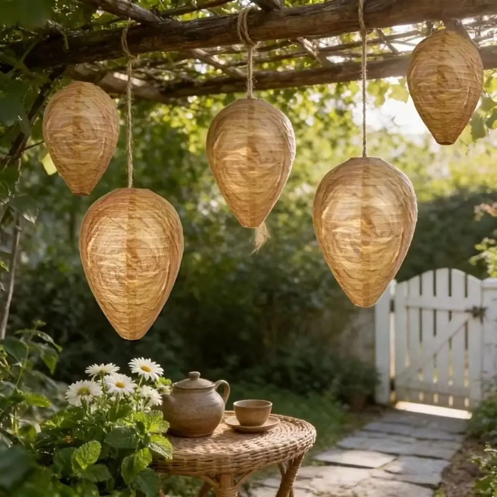 Hornets Deterrent Waterproof Wasp Nest Decoy Eco-Friendly Paper Fake Wasp Nest Non-Toxic Hanging Artificial Beehive Patio