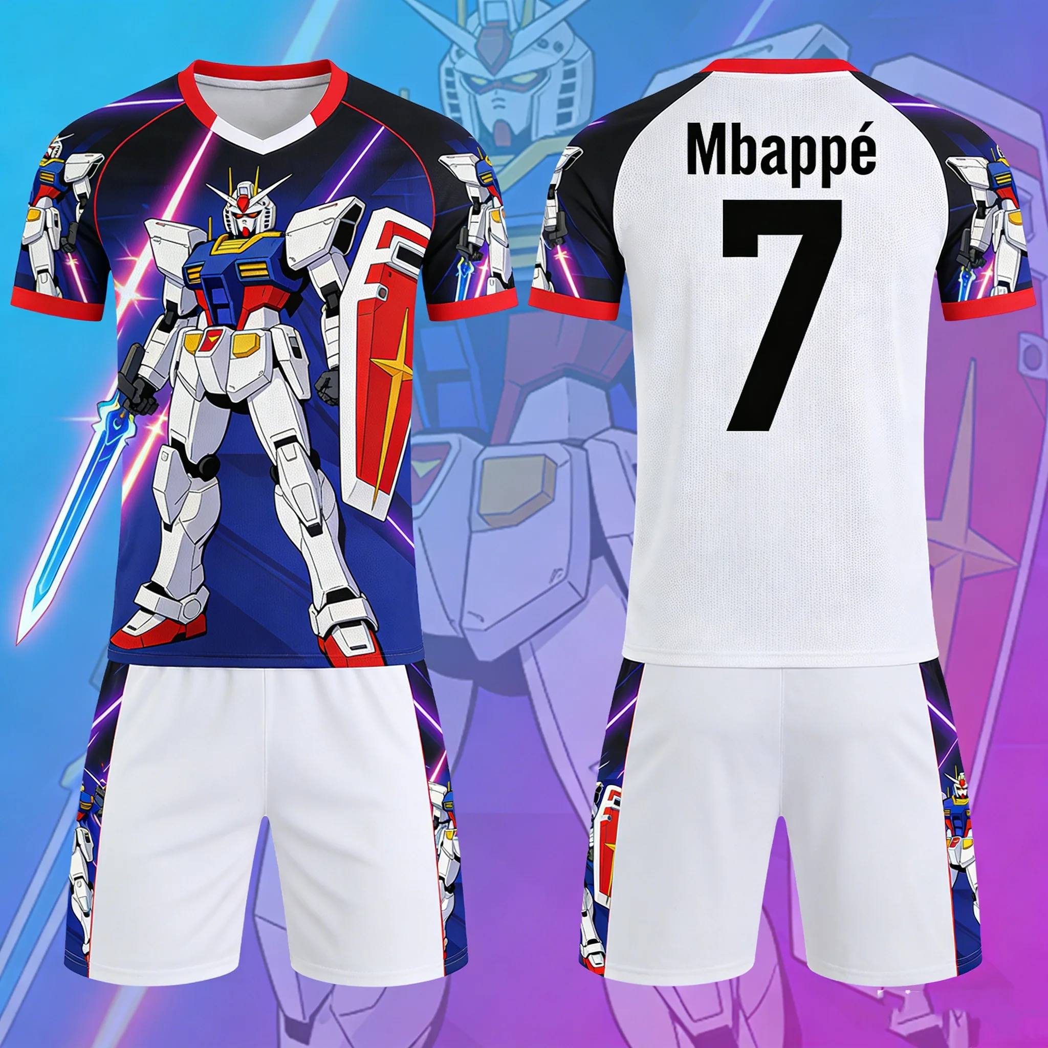 

Gundam Anime Sweatshirts, Mbappe Outdoor Football Sweatshirts, Quick-drying Men's T-shirts and Shorts Children's Sets