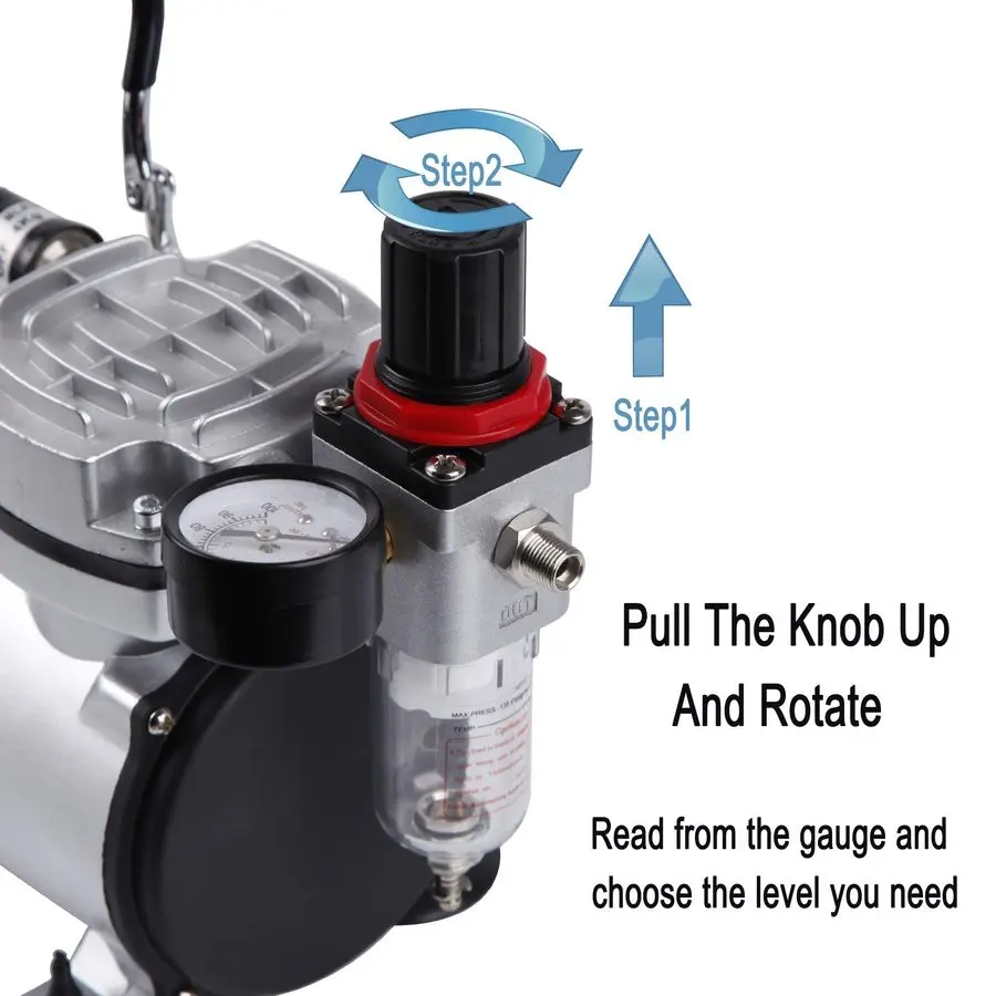 Kit de aerógrafo con compresor AS182K Kit de inicio básico con manguera de aire, cepillos de limpieza y pinturas de prueba para Hobby, tatuaje corporal, Mod