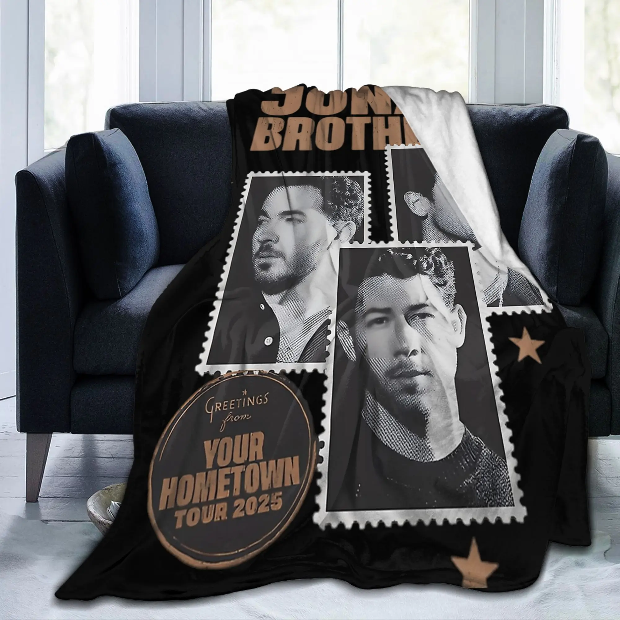 Music Brothers Tour 2025 Jonas Concert Flannel Blankets Band Legend Funny Throw Blanket for Home Hotel Sofa 200x150cm Warm