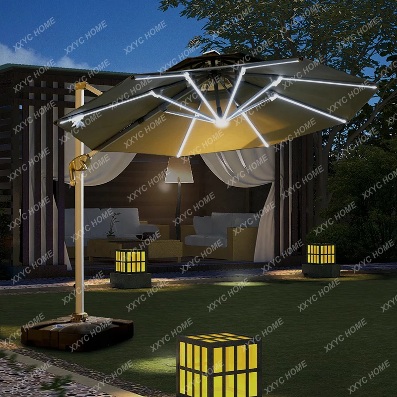 Courtyard Outdoor Sunshade Outdoor Roman Umbrella with Lights Roman Security Pavilion Umbrella Garden Terrace Sun Folding rella