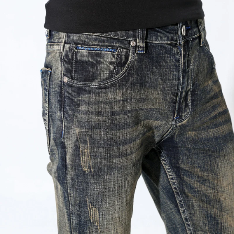 

JXN805 European retro jeans men tide ins Slim long trousers men's trend versatile high quality elasticity