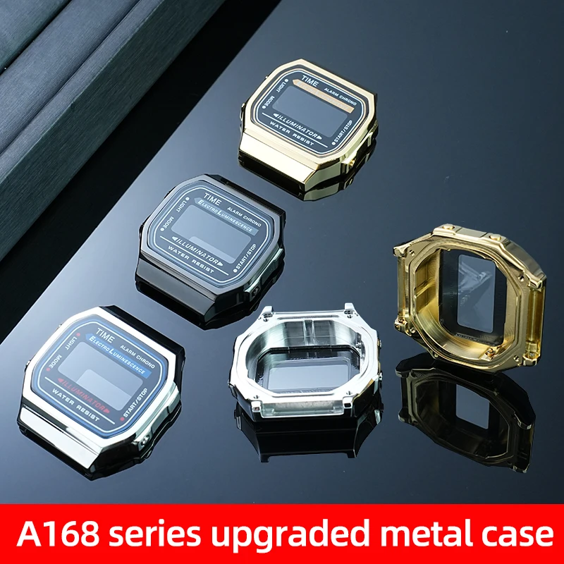 A168WA обновляет металлический корпус, безель из нержавеющей стали, комплект модификации для часов серии Casio A168, модификация, высококачественный металлический корпус и ремешки