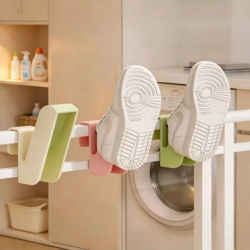 No Drill Hanging Shoe Drying Clip Multifunctional Shoe Rack Balcony Shoe Hanger For Sneakers Slippers Drainage Storage Holder