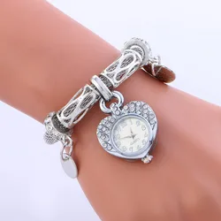 2024 Cute Gold Color Heart Bracelet Watch INS Girl Women Love Fashion Quartz Watch Ladies Bracelet Watch Heart Wristwatch