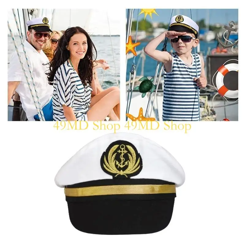 49MD Captain Hats Sailor Costume Accessory for Masquerade Party Marine Cruise