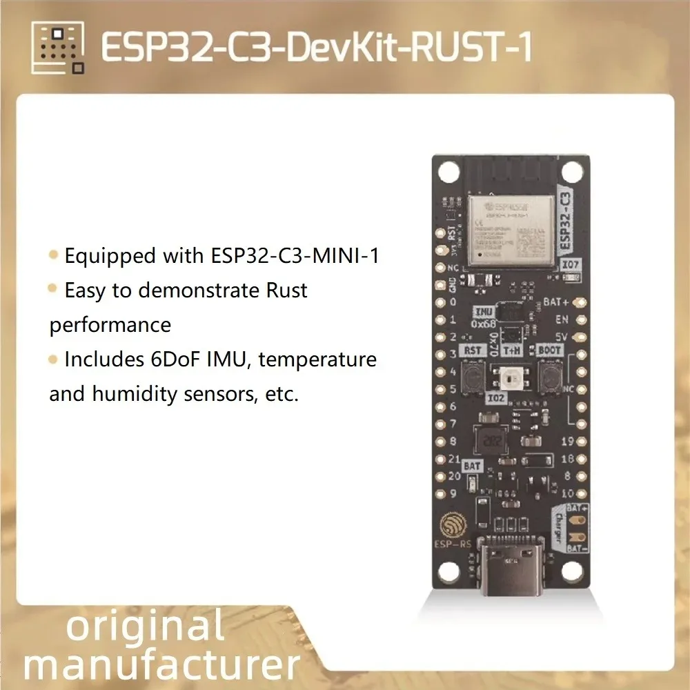 ESP32-C3-DevKit-RUST-1 Development Board Onboard 6DoF IMU Temperature and Humidity Sensor