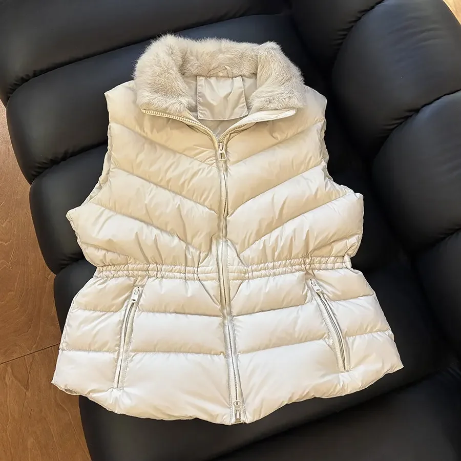 Autumn and Winter New Women's Down Vest Commuting Fox Fur Vest