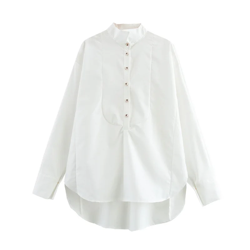 قميص نسائي مزاجه أنيق مجوف بصدر واحد فضفاض طية صدر السترة قميص نسائي