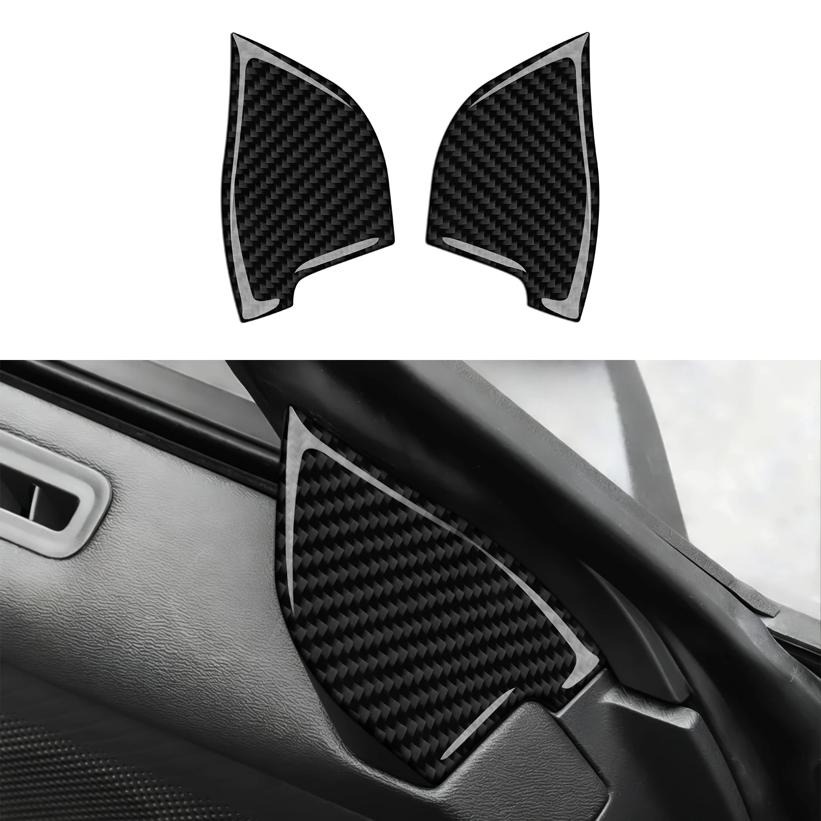 2Pcs Car A-Pillar Triangular Patch Panel. For Ford Mustang 2024-2028 Accessories. Soft Carbon Fiber Interior Sticker Set.