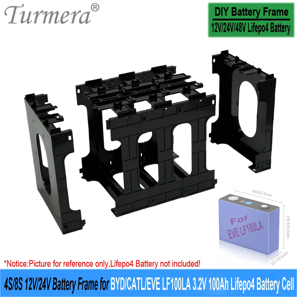 2025 New 12V 24V 48V Splicable Battery Frame for CATL EVE 100Ah Lifepo4 Cells Flame-Retardant ABS PC Plastic Holder with Latches