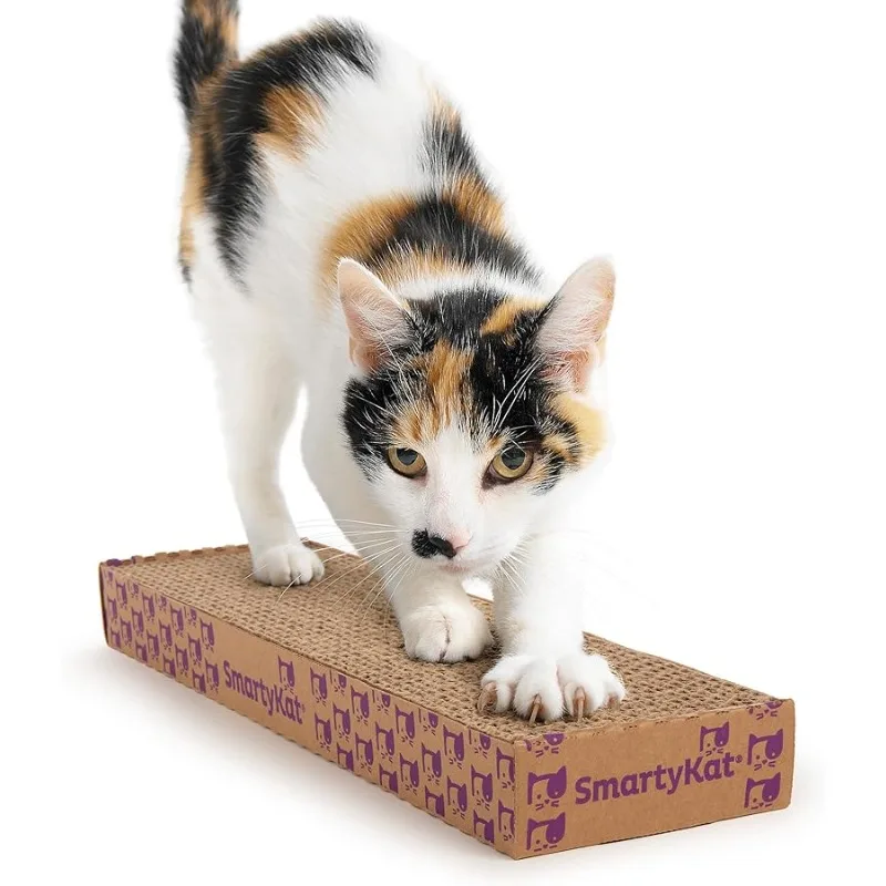 SmartyKat Super Scratcher Corrugated Cat Scratcher، تقنية Catnip Infusion - بني، عريض واحد