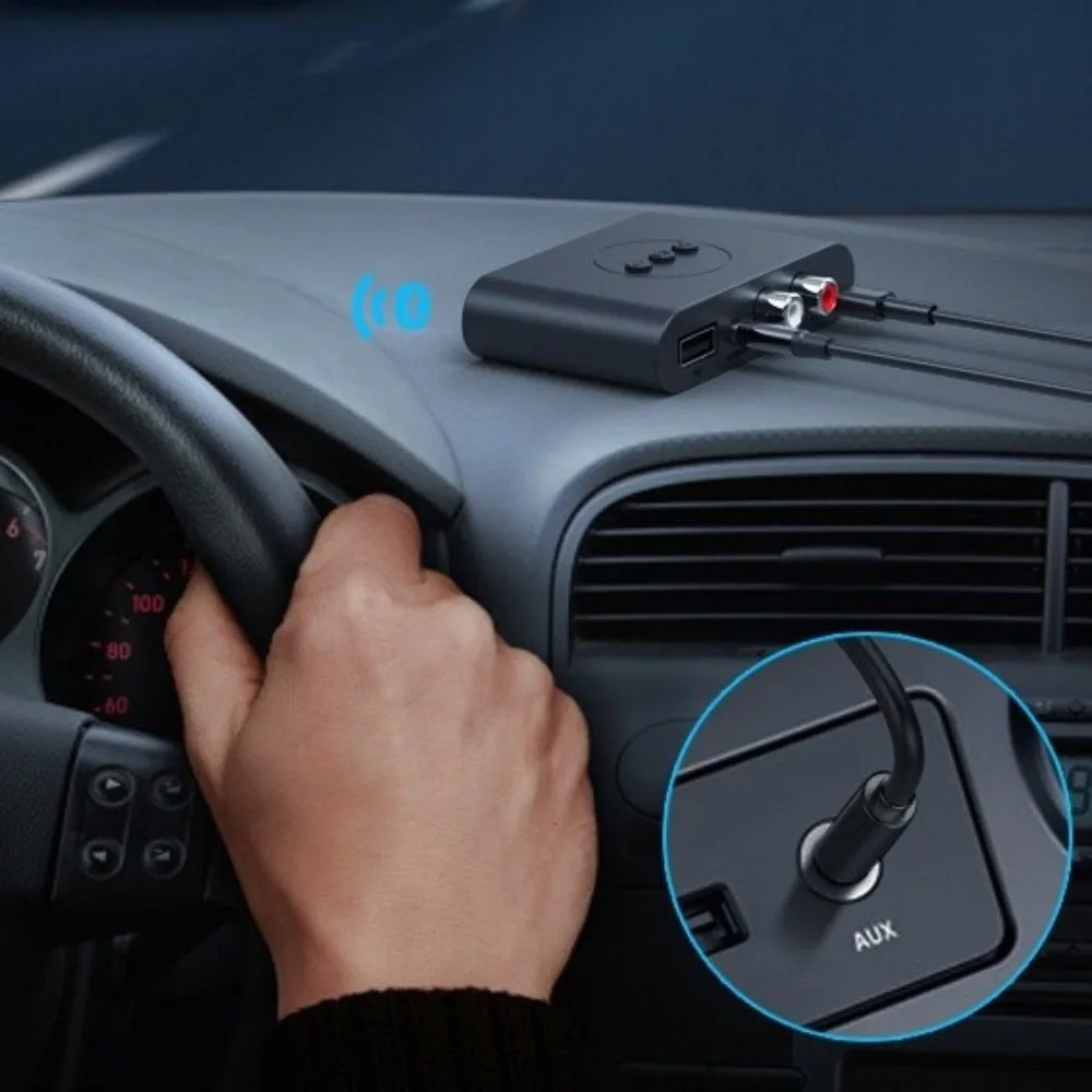 クリエイティブプラスチック Bluetooth オーディオレシーバー RCA ジャック Bluetooth 5.3 ワイヤレスアダプター マイク付き 3.5mm AUX ステレオ音楽アダプター