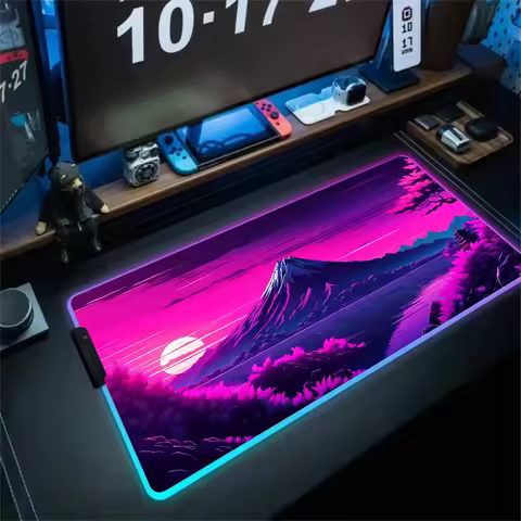 RGB Mouse pad Neon art design for Mount Fuji Gaming mat rubber anti-slip Desk Mat LED glow game keypad mousepad pc accessories