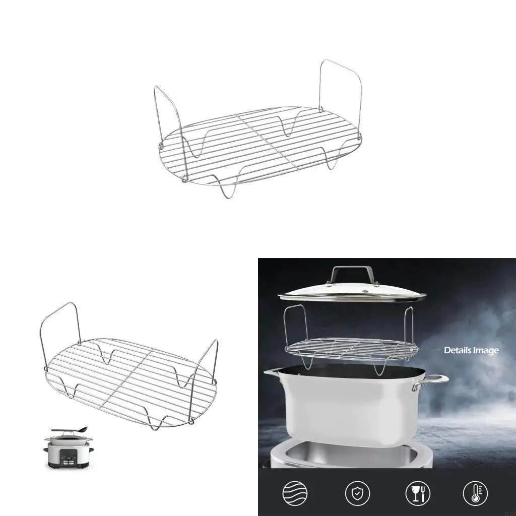 

J1HF Slow Cooker Steaming Rack Steam and Roast Rack Stainless Steel Grilling Stand