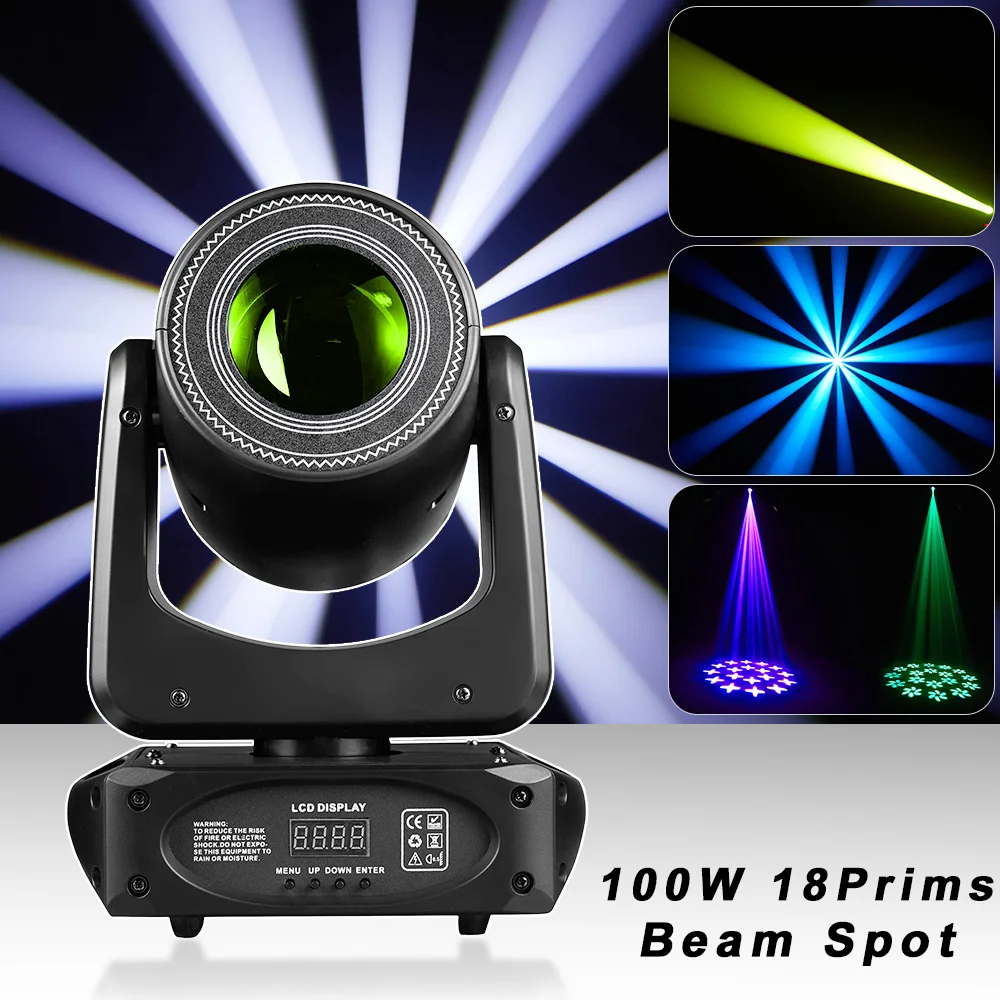 led moving head spot beam 18 prims gobo efeito deslumbrante dmx clube ktv disco dj iluminacao festa novo 100w 01