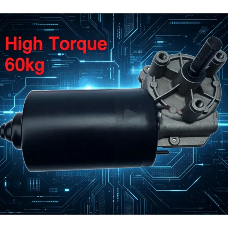 DC 12V to 24V 60W Worm and Gear Reducer Motor, 5N.M High Torque 10-70rpm, Self-Locking & Forward Reverse Rotatable