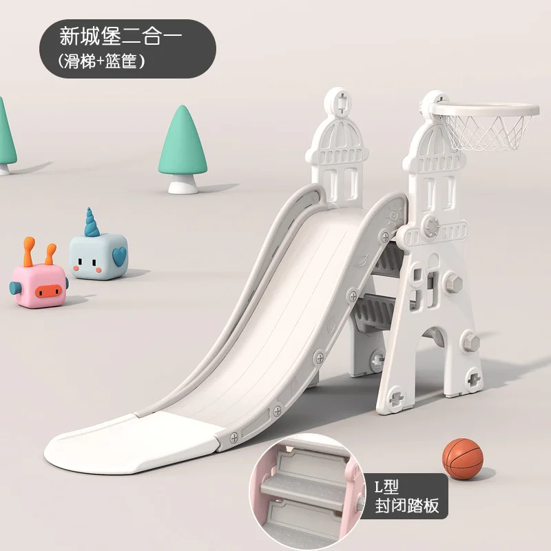 Brinquedo infantil de plástico grosso por atacado pequeno balanço e escorregador montado interno de 1 a 3 anos