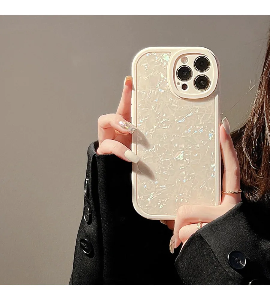 

Shimmer Cracked Shell Pattern Soft Phone Case For Iphone 12 13 14 15 16 17 Glitter Daily Protective Cover