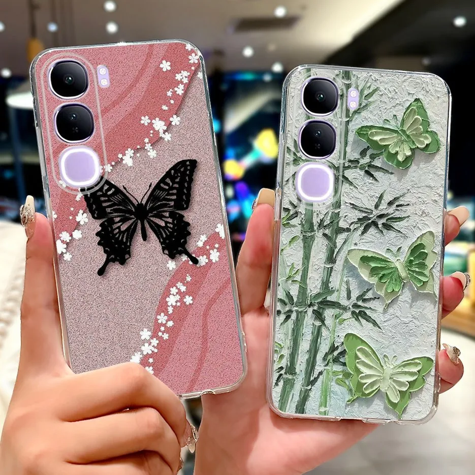 For Vivo Y200 5G Case Vivo V40 Lite Beautiful Butterfly Painted Cover Soft Slim Phone Case For Vivo Y300 Y 200 V40Lite 5G Bumper