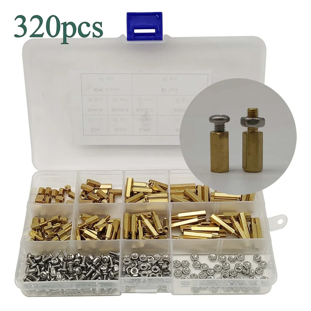 320pcs For m3 Brass Hex Standoff Pillars Male Female Threaded Spacers for PCB Mounting Industrial Control and DIY Setup