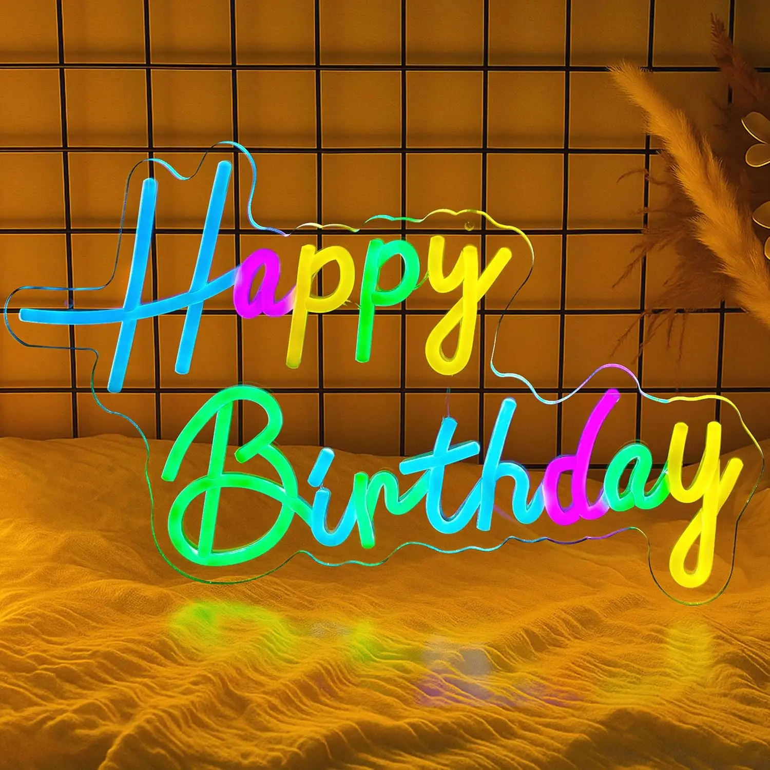 Happy Birthday Neon Sign for Backdrop Wall Decor USB PoweredLed Light up Sign Dimmable Neon Light for Birthday Party Decoration