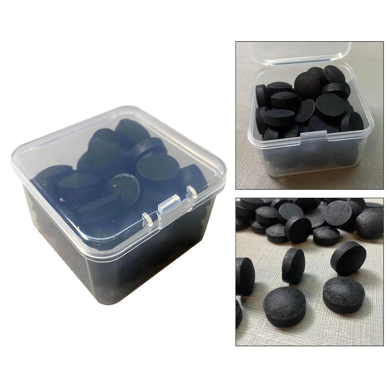 

50x Professional Leather Snooker Pool Cue Tips, Glue on Billiard Cue with Box, 0.55in Pool Tips Portable for Outdoor Indoor