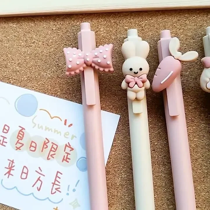 1 Piece  Cute Gel Pen Creative Bunny Girls Bowknot Press Office Gift School Supplies Stationery Kawaii Funny Pens