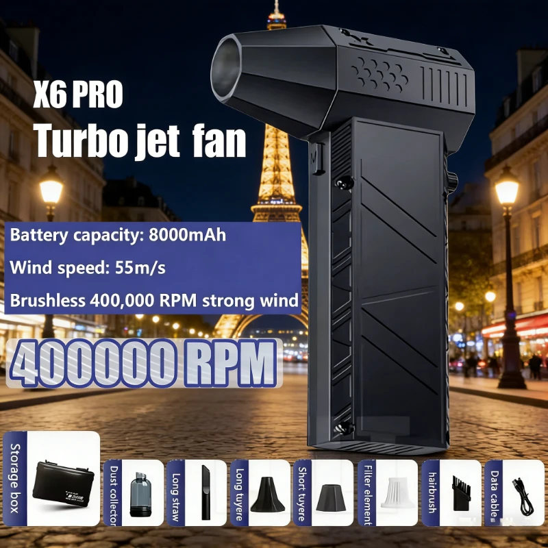 

Высокоскоростной турбовентилятор X6 Pro, бесщеточный вентилятор, высокоскоростной пыленепроницаемый вентилятор, небольшой турбовентилятор, портативный вентилятор, мощный чистящий вентилятор