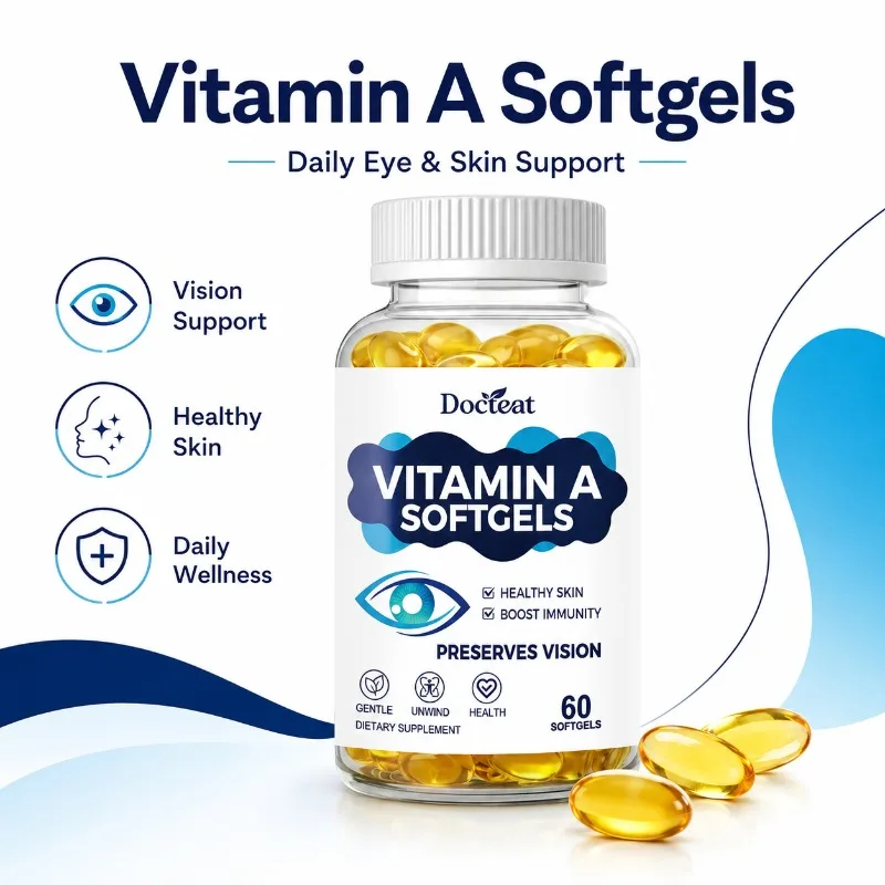Vitamin A Softgels 60 Count with Vitamin D3 E Zinc Zeaxanthin Fish Oil, Daily Eye Skin & Immune Wellness Support for Adults