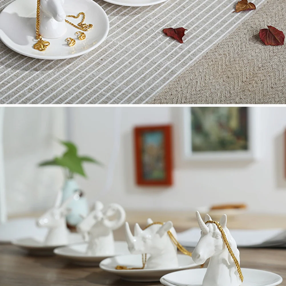 

Unicorn Ceramic Jewelry Storage Tray White Sturdy Animal Design Home Desktop Ornament Jewelry Organizer