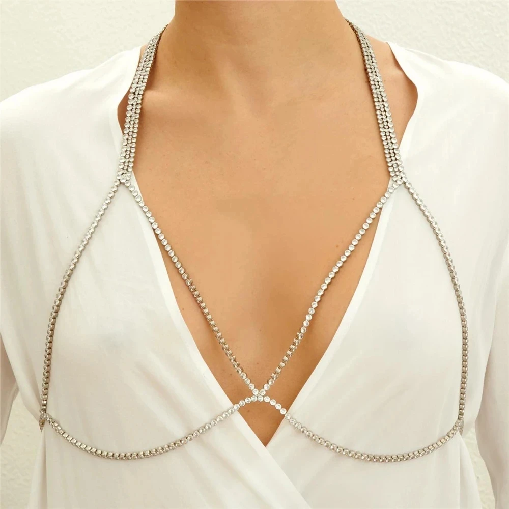 Nueva Cadena Simple para el Pecho, Joyería de Bikini para Mujer, Top Corto Brasileño, Moda de Verano 2023, Cadena para Sujetador, Joyería Corporal, Regalos