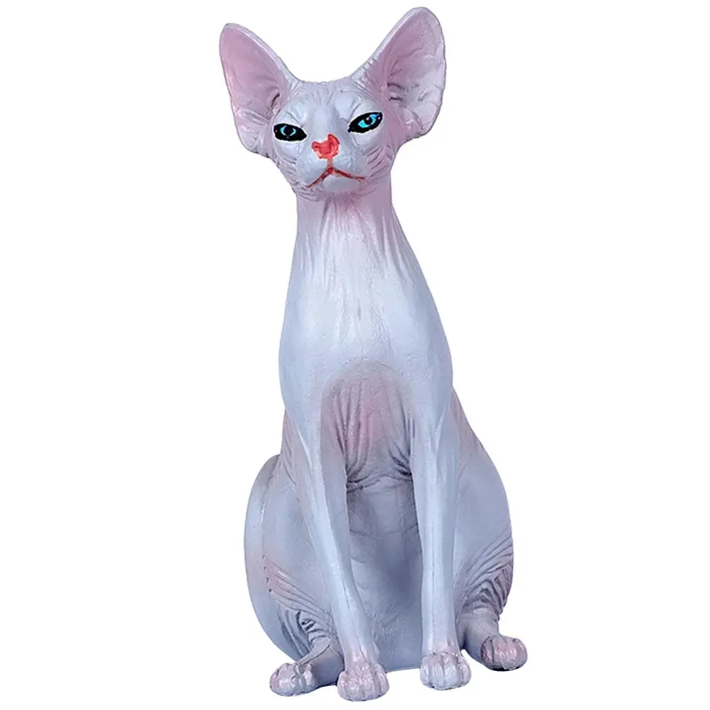 

Lifelike Hairless Cat Plastic Simulation Decorative Desktop Ornament Small Cat Statue Animal Decoration