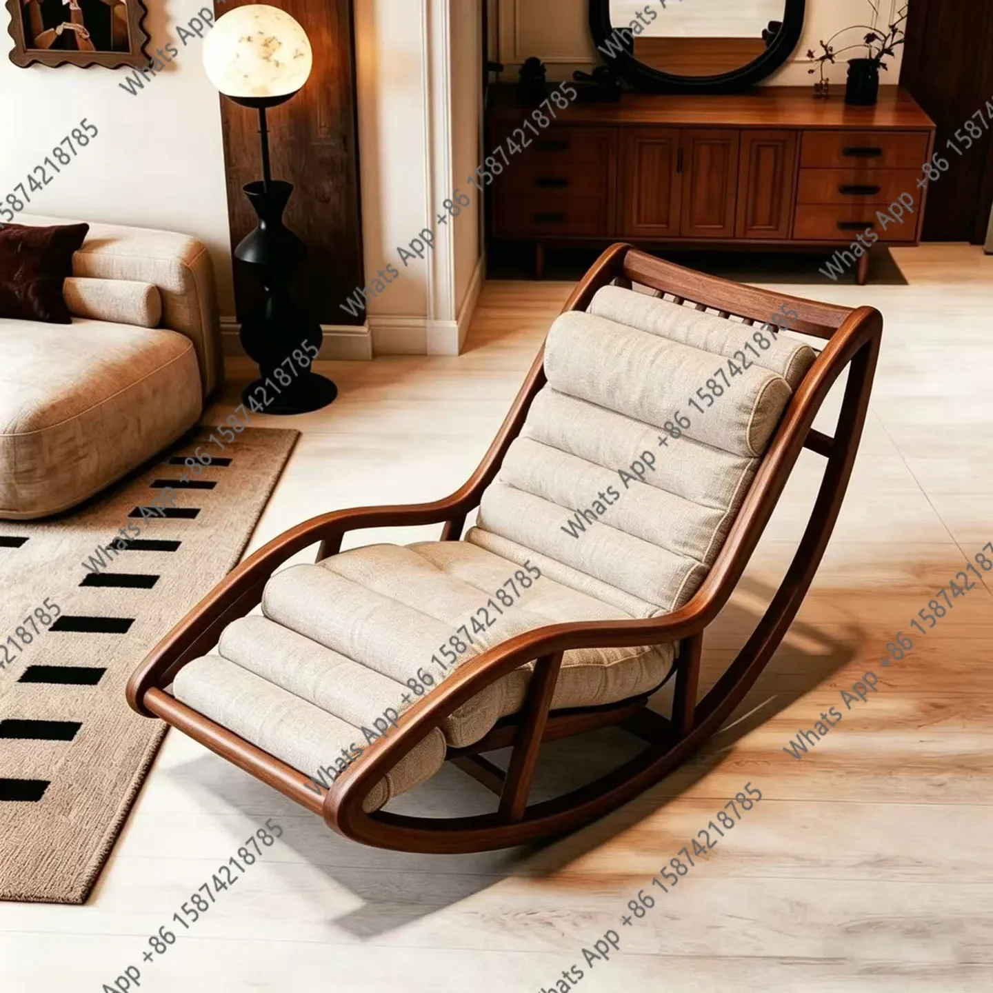 

Y64 New Chinese-style North American Black Walnut Leisure Living Room Sofa Recliner Song-style Aesthetic Princess Chair Yaoyao C