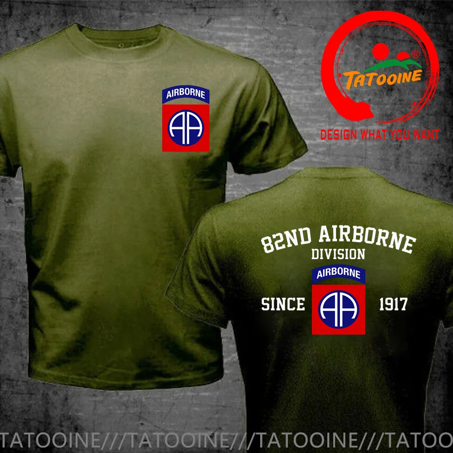 US Army 82nd Airborne T Shirt Men Fashion T-Shirt Trendy Casual Clothes Summer T-Shirt Hip Hop Sportswear Street Tops Tee Shirt