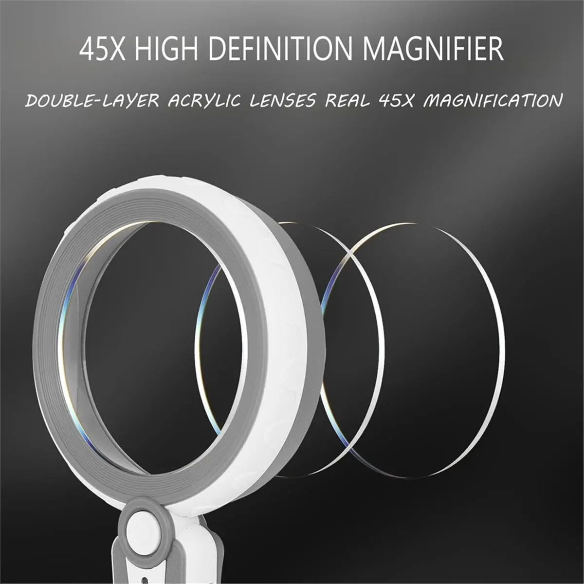 《TOP RATED》10X Magnifying Glass with Light, USB Rechargeable LED Handheld Magnifier, for Low Vision Seniors, Reading,Jewelry, Co