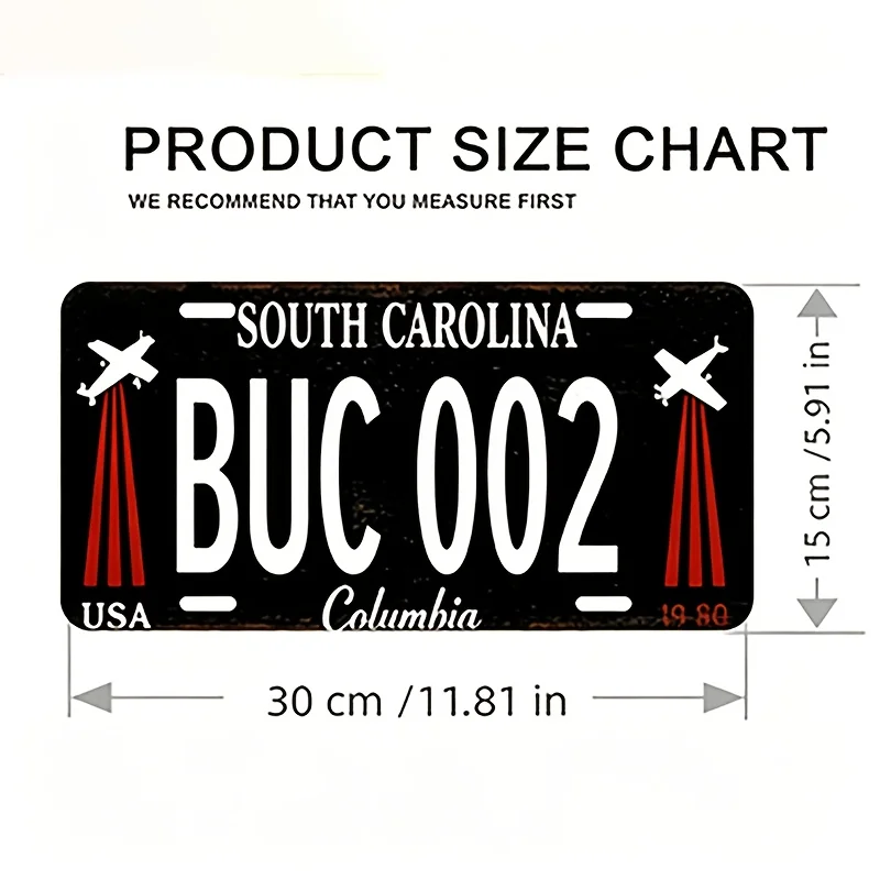 2D Flat - [Open ]2D Flat2D Plane - Retro Plaque, 2D Flat Design - 6.0X12.0 Inches, South Carolina BUC 002, Columbia, USA, 1980 D