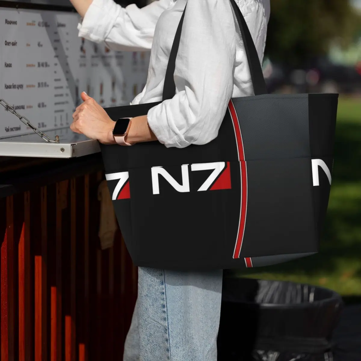

N7 Mass Effect Emblem! Beach Tote Bag Sport Gym Yoga Duffle Large Tote Bag Women Travel Bag Fitness bag
